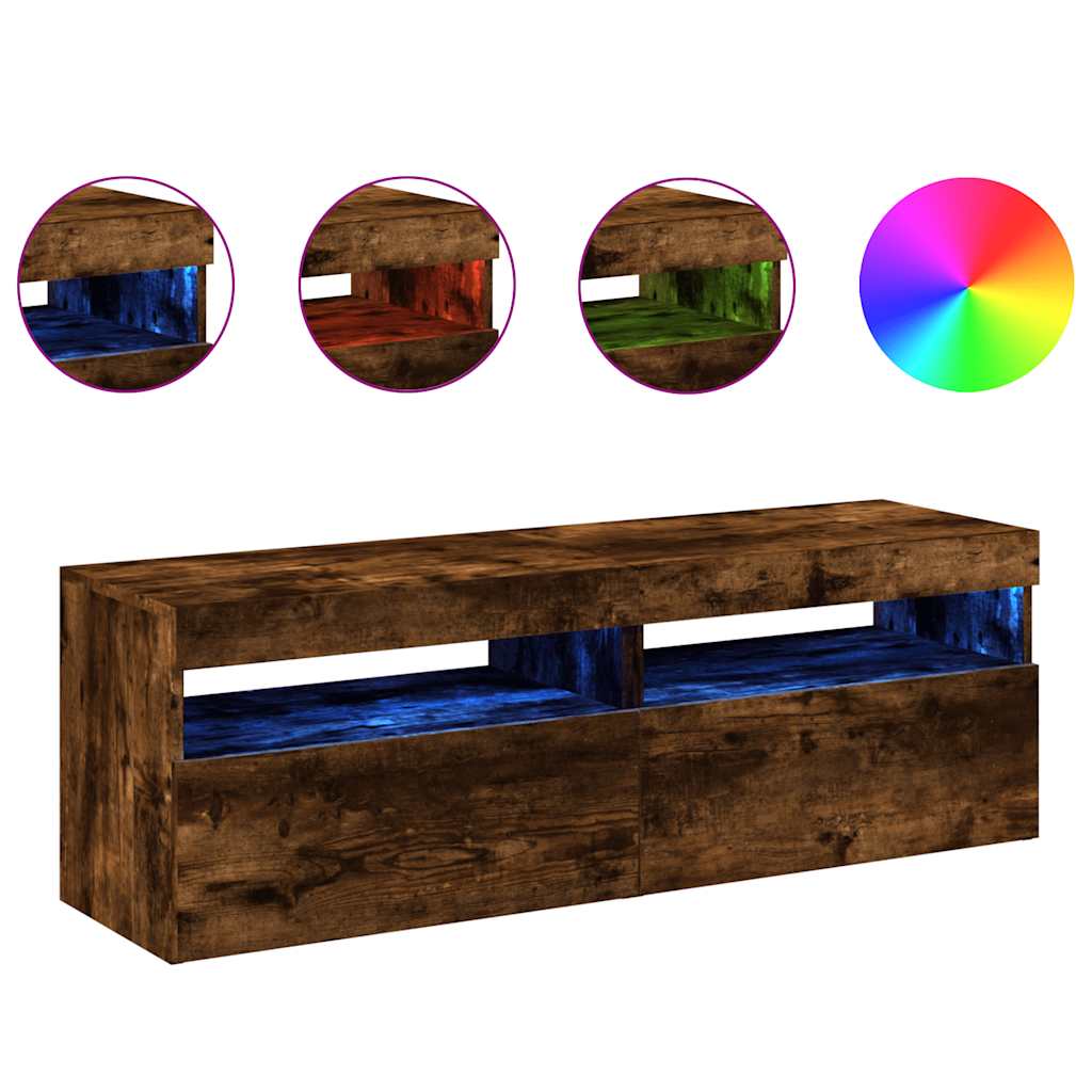 Έπιπλα Τηλεόρασης με LED 2 τεμ. Καπνιστή Δρυς 60 x 35 x 40 εκ. 2