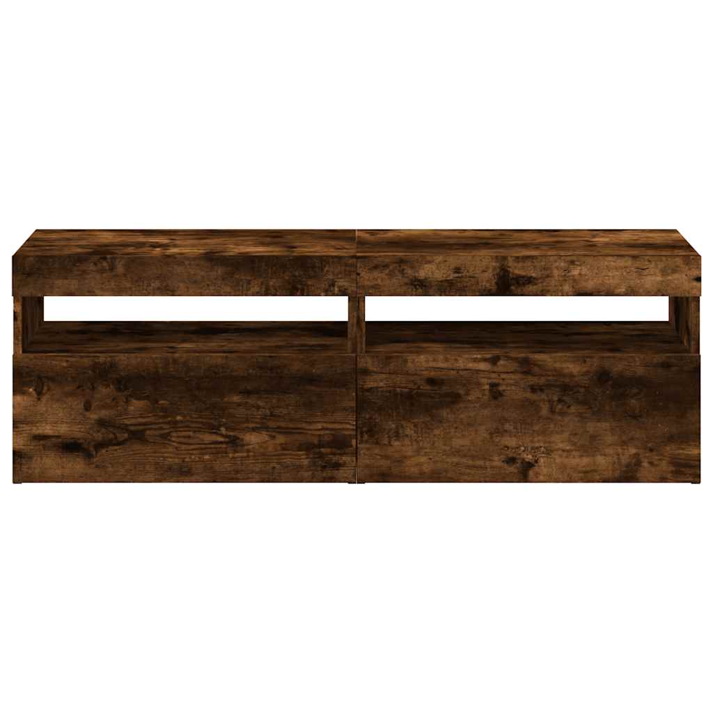 Έπιπλα Τηλεόρασης με LED 2 τεμ. Καπνιστή Δρυς 60 x 35 x 40 εκ. 9