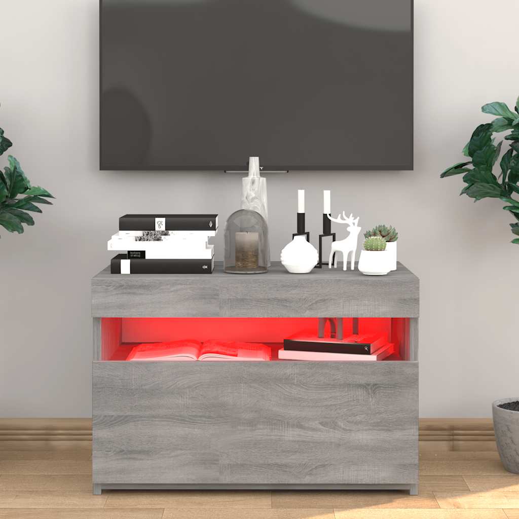 Έπιπλο Τηλεόρασης με LED Γκρι Sonoma 60 x 35 x 40 εκ. 5