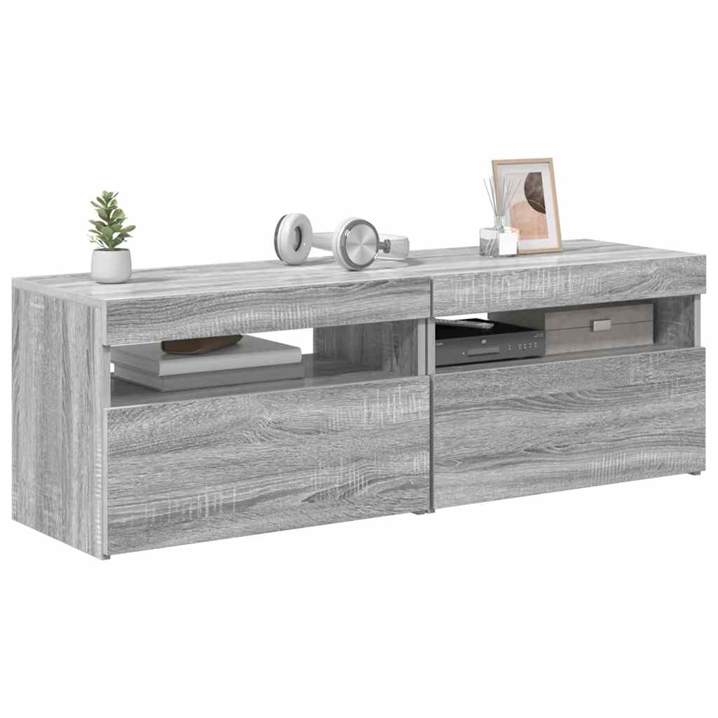 Έπιπλα Τηλεόρασης με LED 2 τεμ. Γκρι Sonoma 60 x 35 x 40 εκ. 6