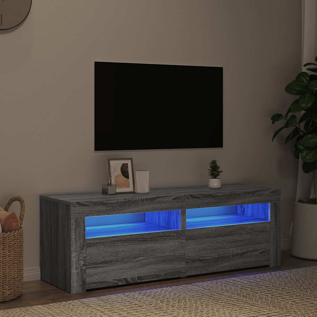 Έπιπλο Τηλεόρασης με LED Γκρι Sonoma 120x35x40 εκ. 4