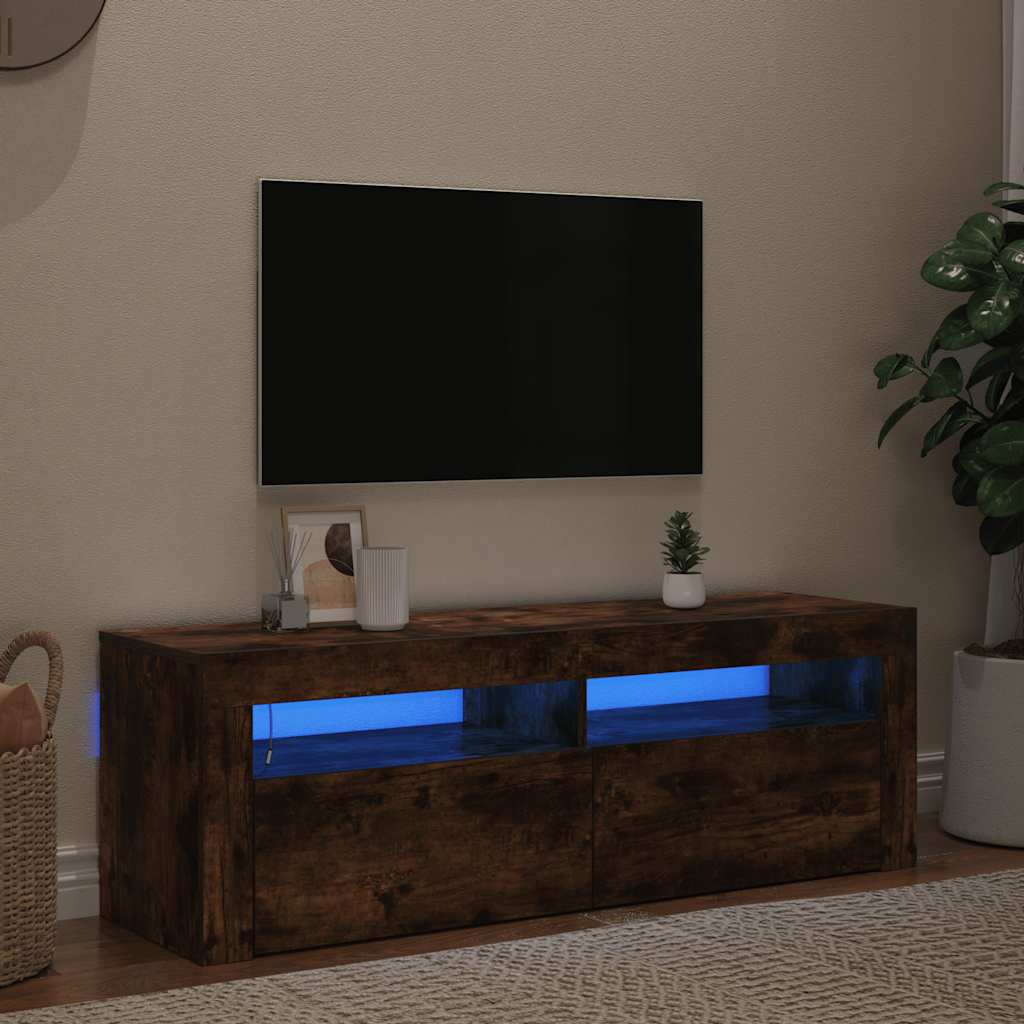 Έπιπλο Τηλεόρασης με LED Καπνιστή Δρυς 120 x 35 x 40 εκ. 4