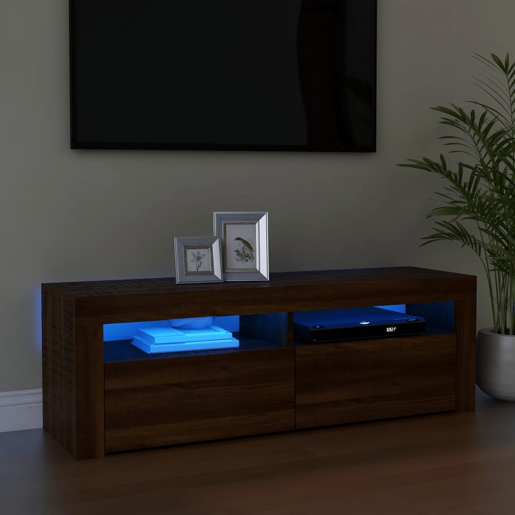 Έπιπλο Τηλεόρασης με LED Καφέ Δρυς 120x35x40 εκ. 1