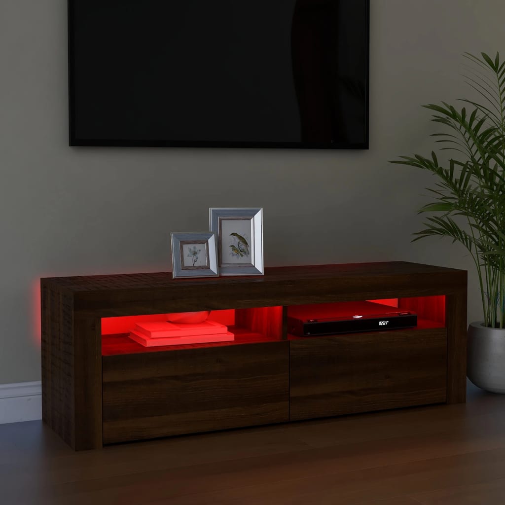 Έπιπλο Τηλεόρασης με LED Καφέ Δρυς 120x35x40 εκ. 11