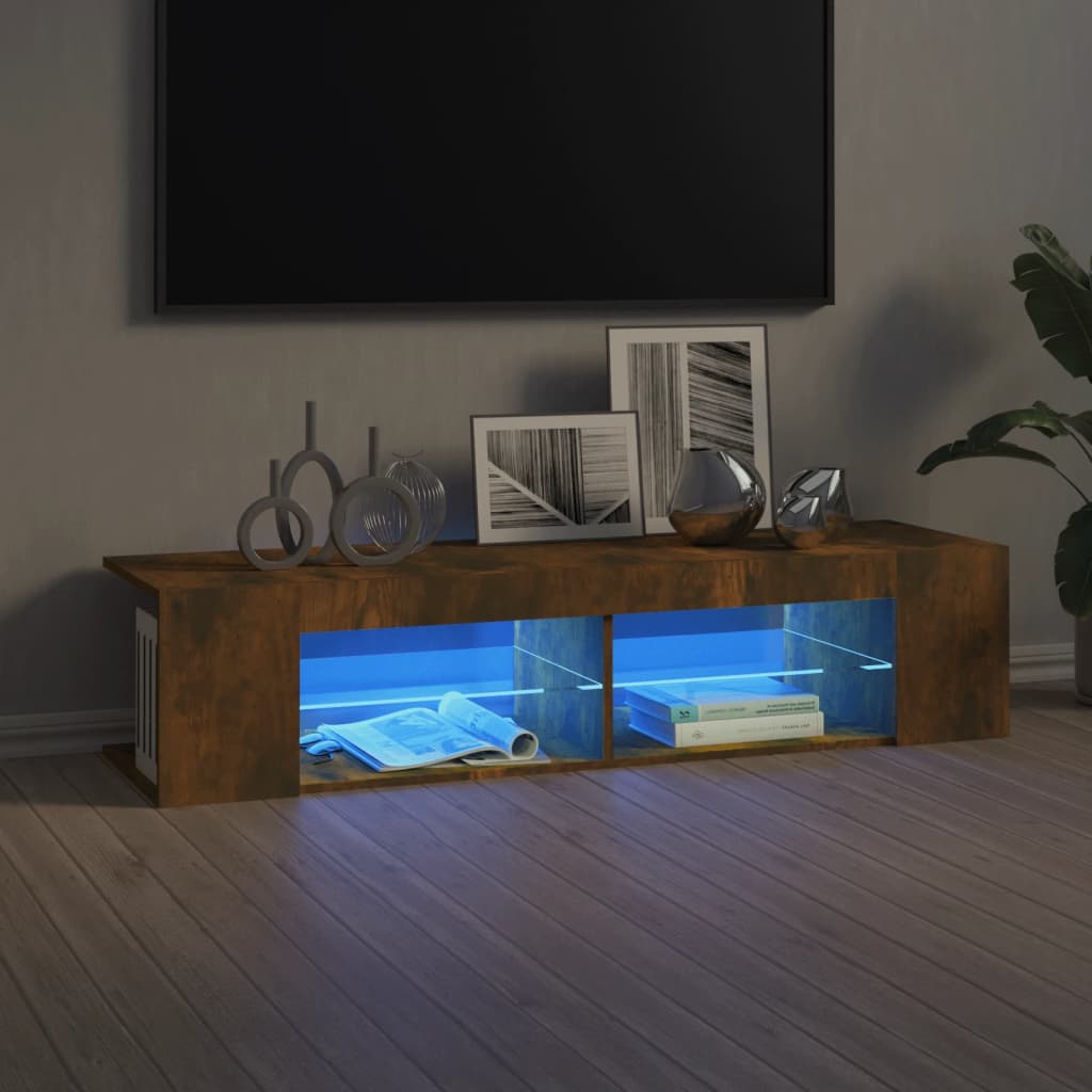 Έπιπλο Τηλεόρασης με LED Καπνιστή Δρυς 135x39x30 εκ. 1