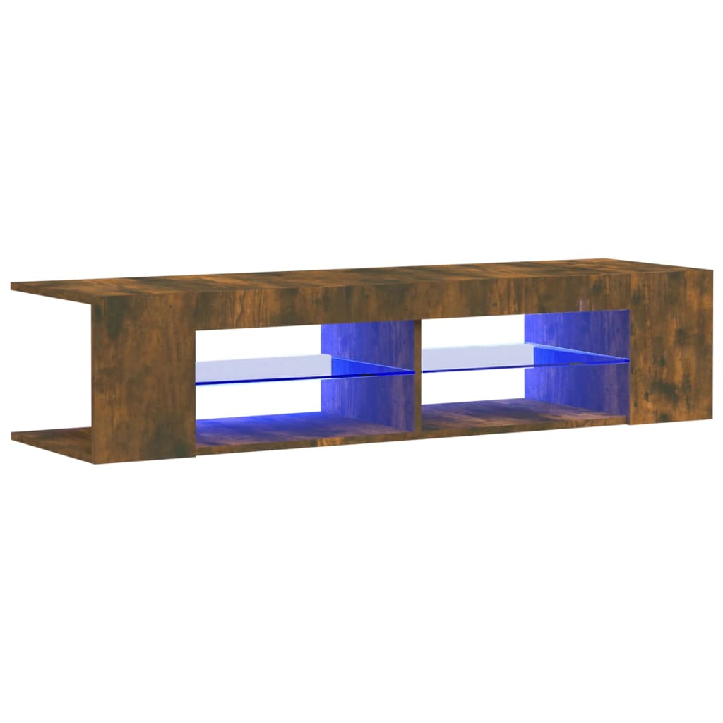 Έπιπλο Τηλεόρασης με LED Καπνιστή Δρυς 135x39x30 εκ. 2