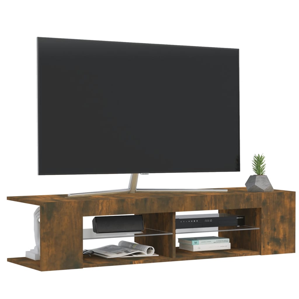 Έπιπλο Τηλεόρασης με LED Καπνιστή Δρυς 135x39x30 εκ. 6