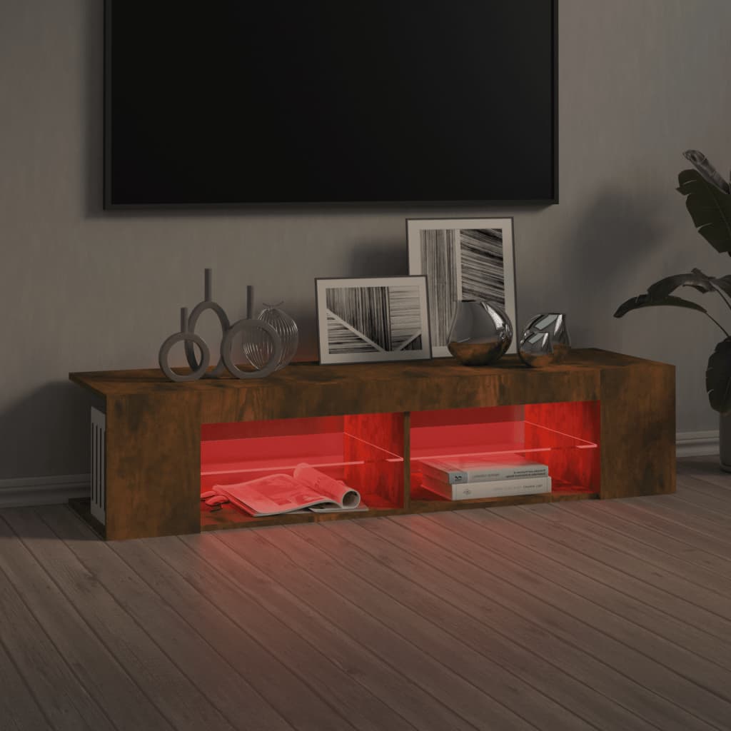 Έπιπλο Τηλεόρασης με LED Καπνιστή Δρυς 135x39x30 εκ. 7