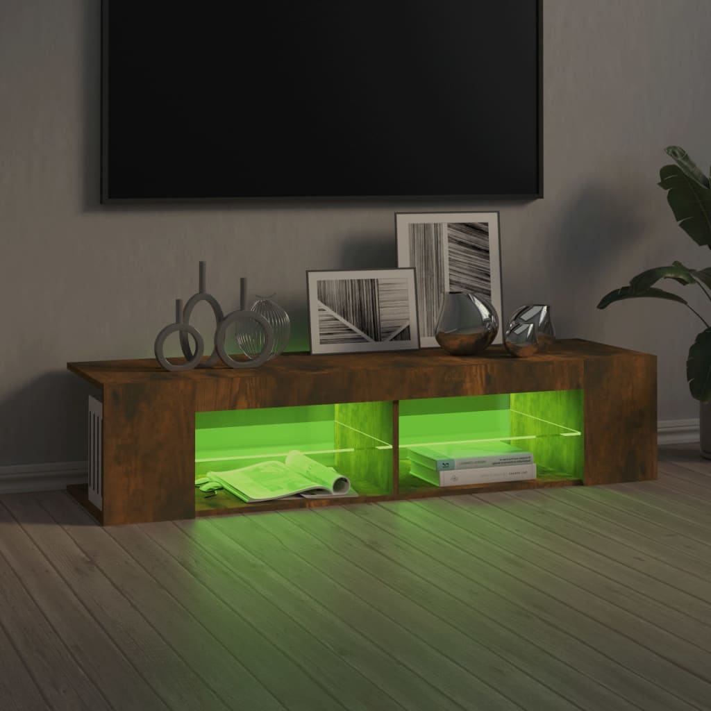 Έπιπλο Τηλεόρασης με LED Καπνιστή Δρυς 135x39x30 εκ. 8