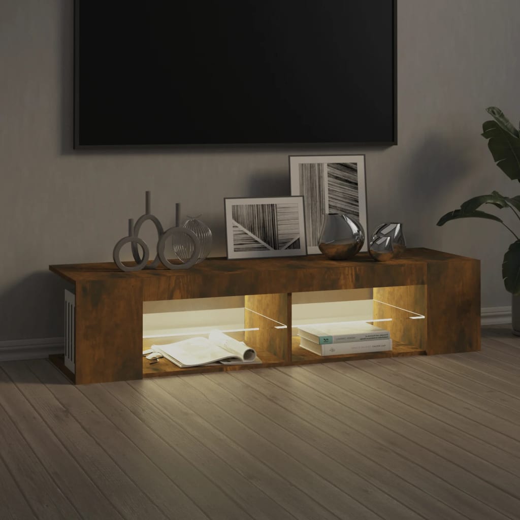 Έπιπλο Τηλεόρασης με LED Καπνιστή Δρυς 135x39x30 εκ. 9