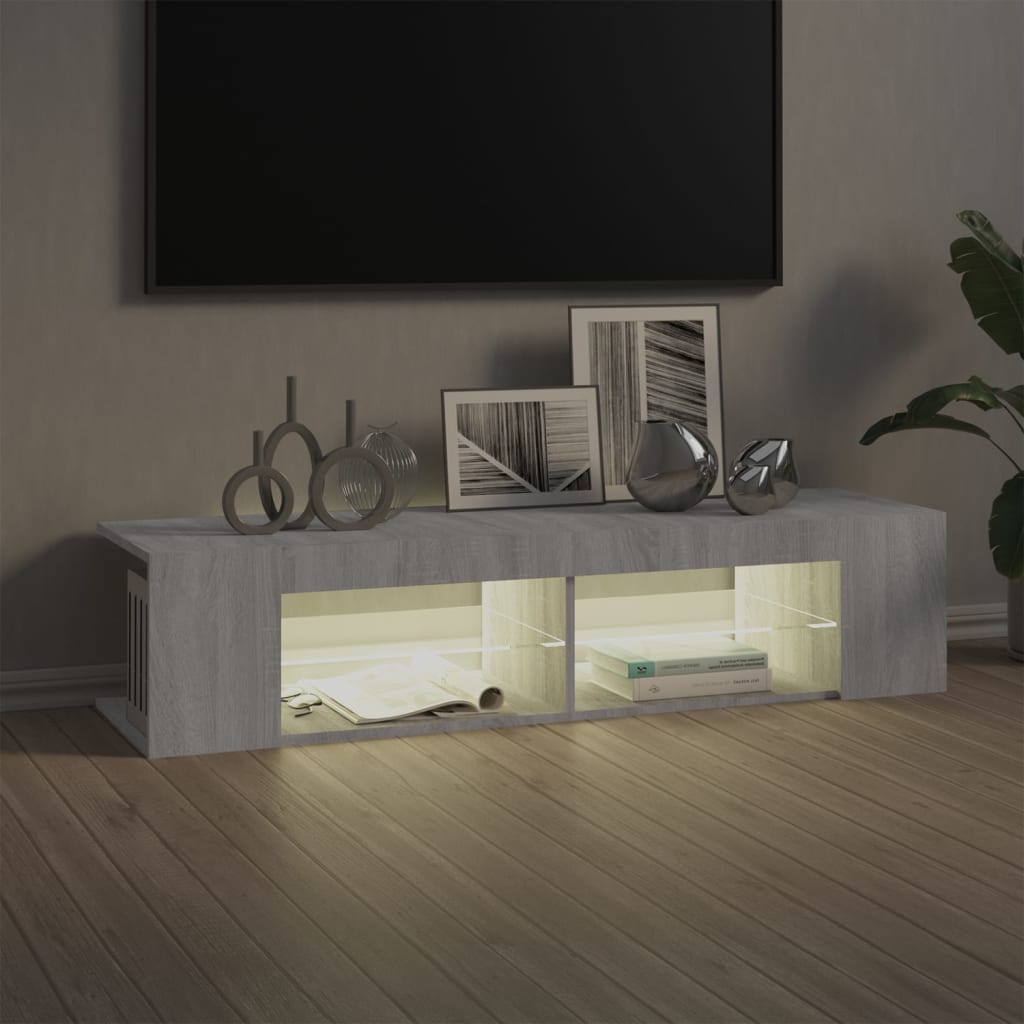 Έπιπλο Τηλεόρασης με LED Γκρι Sonoma 135x39x30 εκ. 8