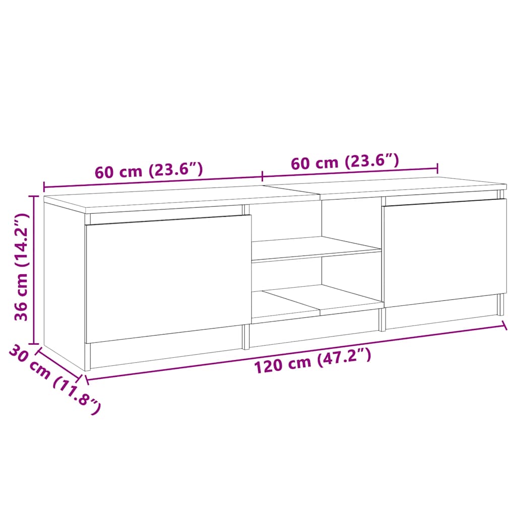 Έπιπλο Τηλεόρασης με LED Γκρι Sonoma 120x30x35,5 εκ. 11
