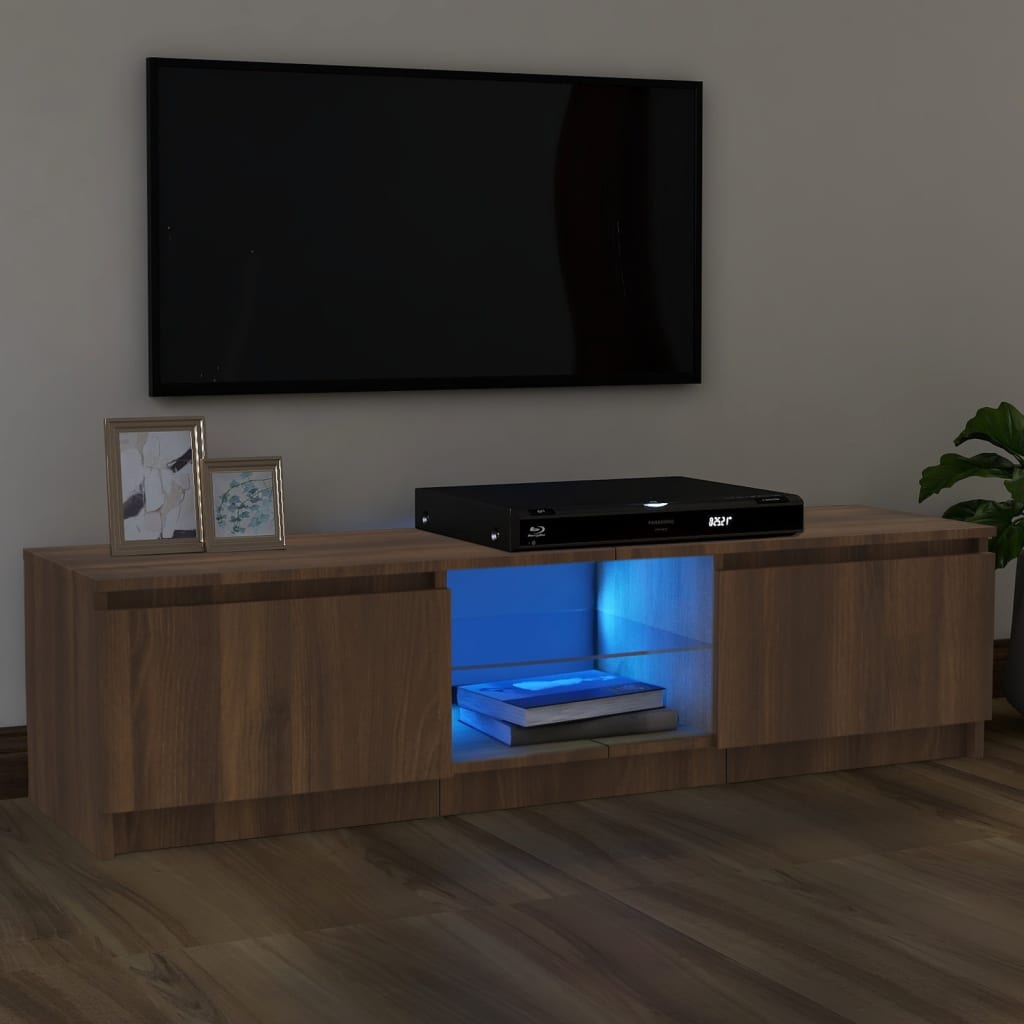 Έπιπλο Τηλεόρασης με LED Καφέ Δρυς 120x30x35,5 εκ. 1