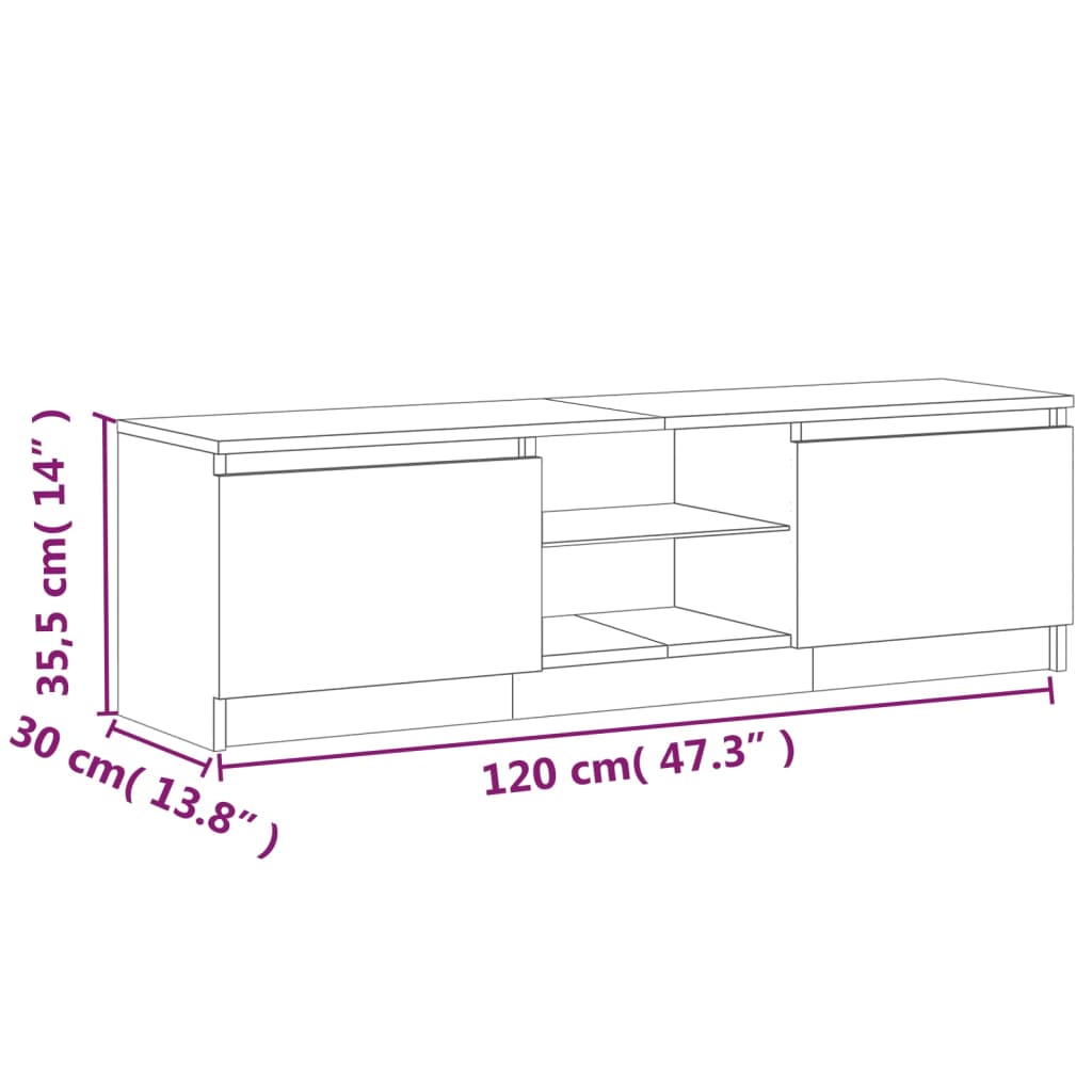 Έπιπλο Τηλεόρασης με LED Καφέ Δρυς 120x30x35,5 εκ. 11