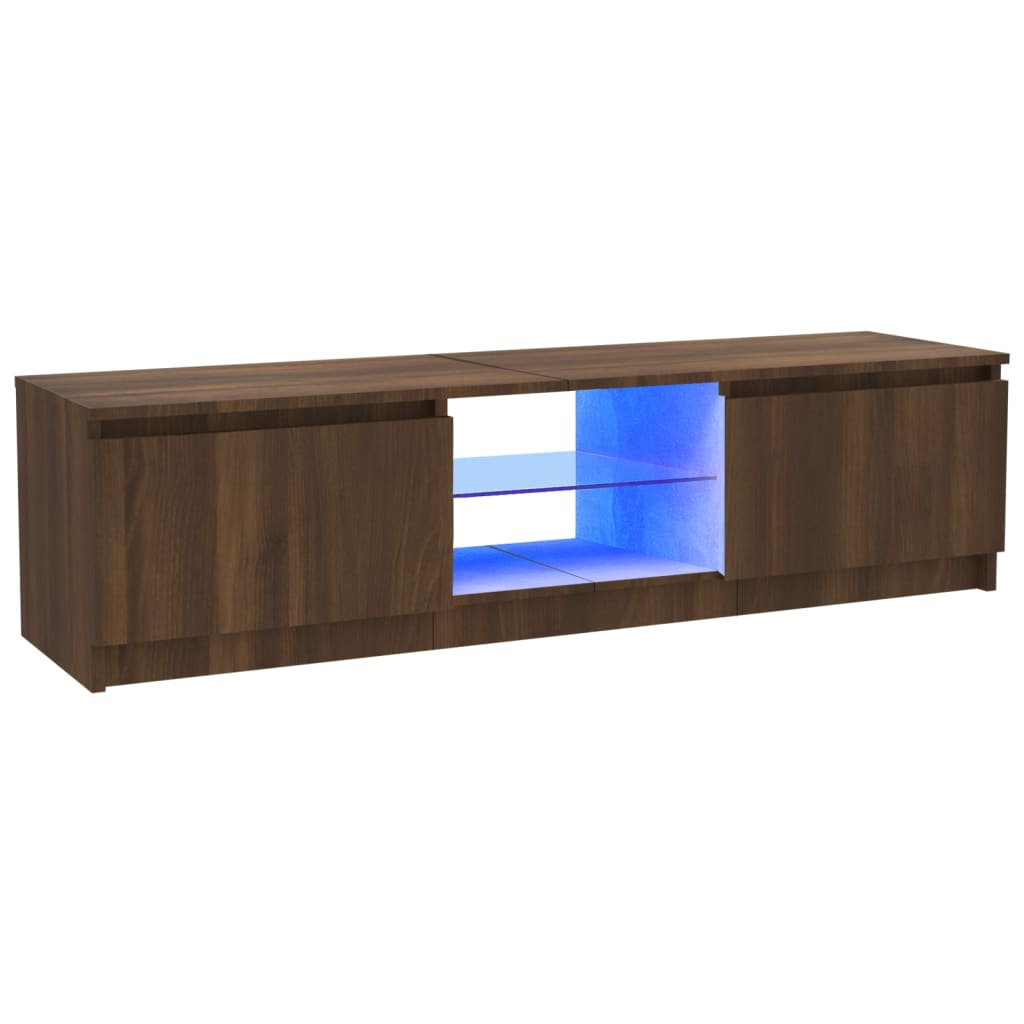 Έπιπλο Τηλεόρασης με LED Καφέ Δρυς 120x30x35,5 εκ. 2