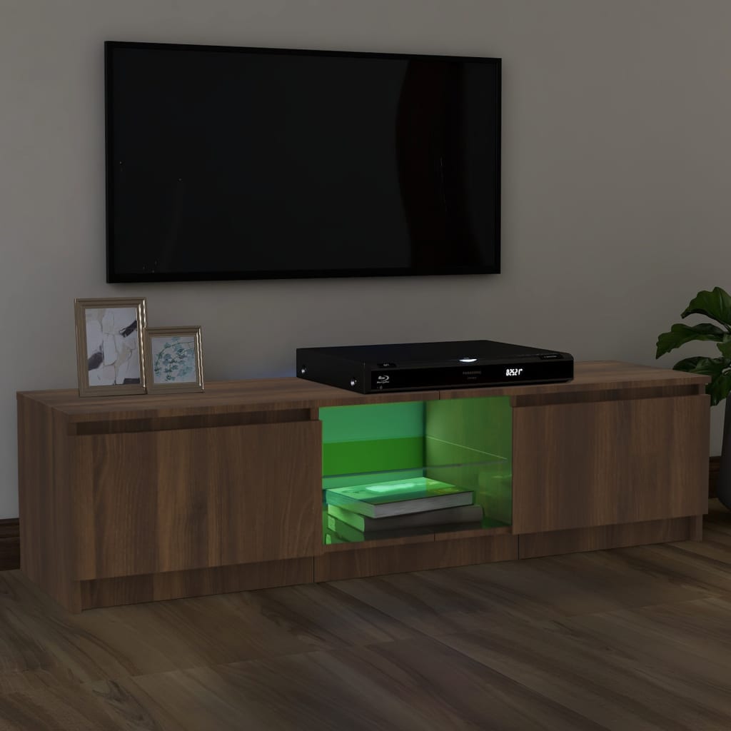 Έπιπλο Τηλεόρασης με LED Καφέ Δρυς 120x30x35,5 εκ. 4