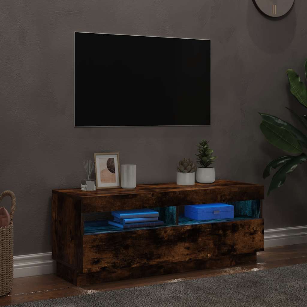 Έπιπλο Τηλεόρασης με LED Καπνιστή Δρυς 100x35x40 εκ. 3
