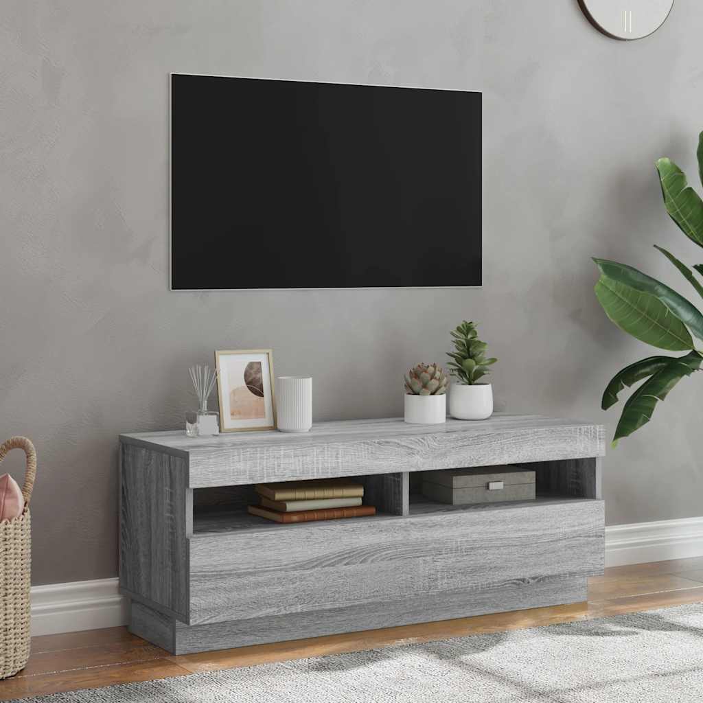 Έπιπλο Τηλεόρασης με LED Γκρι Sonoma 100x35x40 εκ. 1