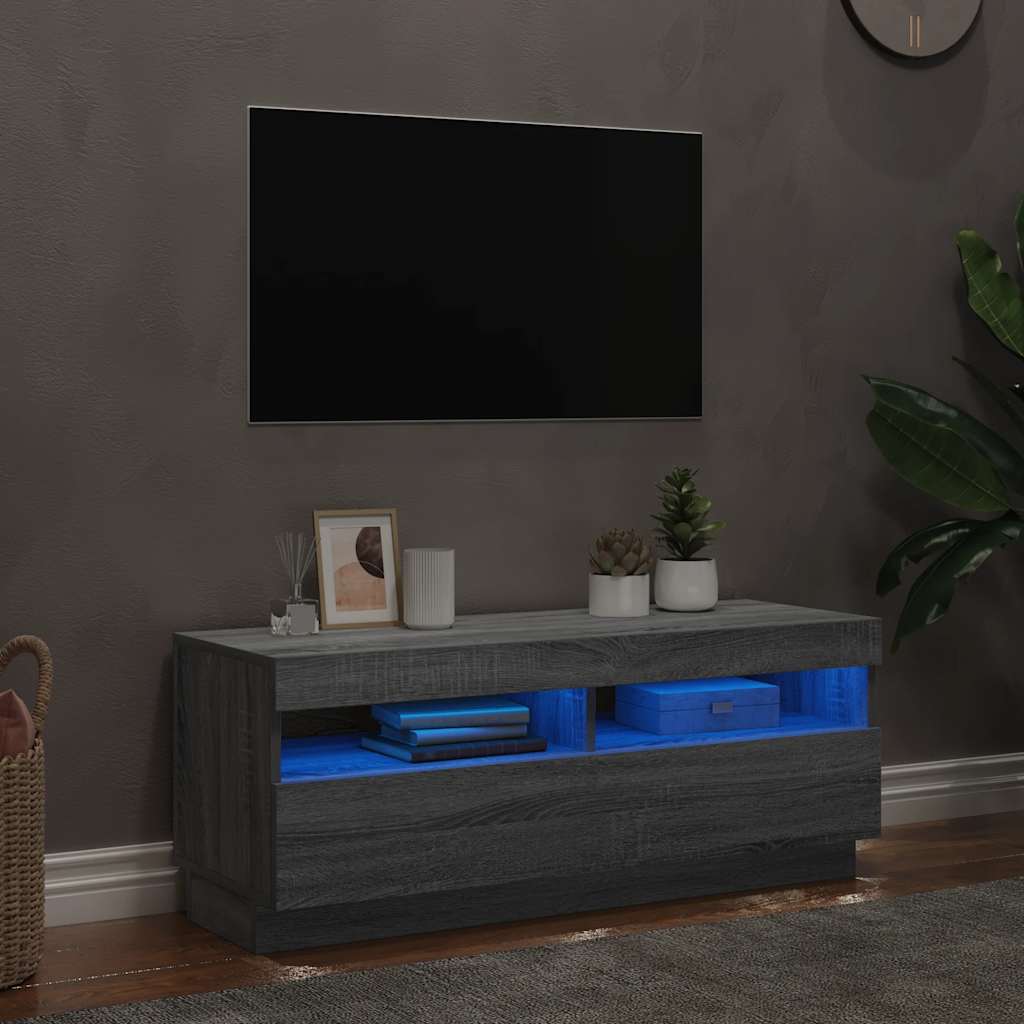 Έπιπλο Τηλεόρασης με LED Γκρι Sonoma 100x35x40 εκ. 3