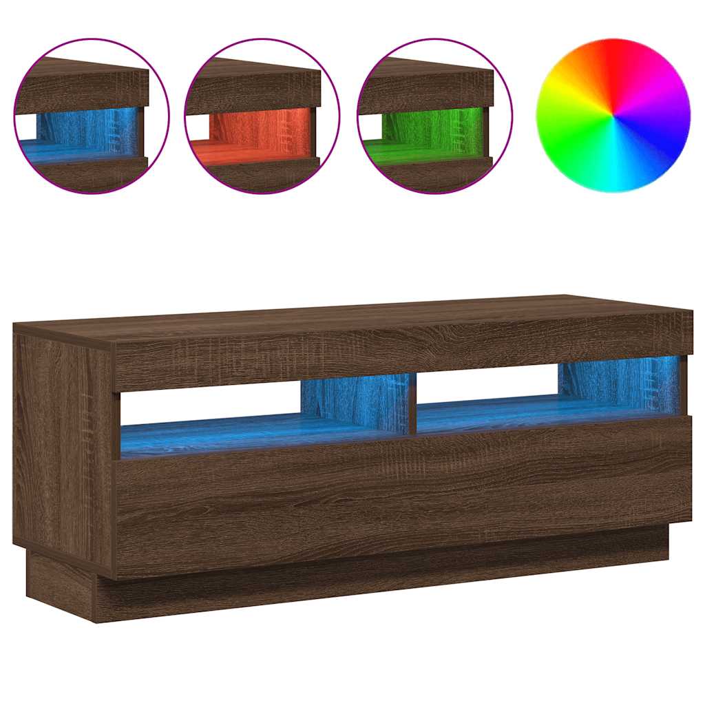 Έπιπλο Τηλεόρασης με LED Καφέ Δρυς 100x35x40 εκ. 5
