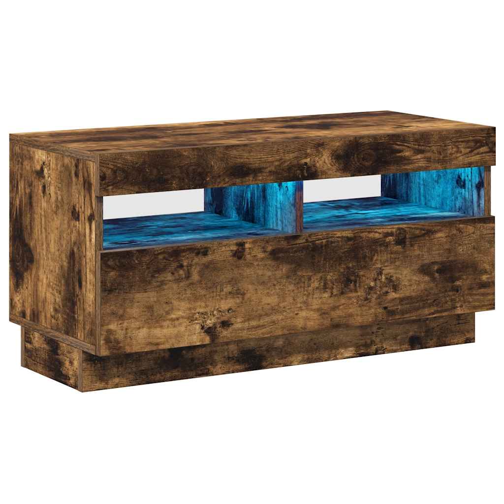 Έπιπλο Τηλεόρασης με LED Καπνιστή Δρυς 80 x 35 x 40 εκ. 2