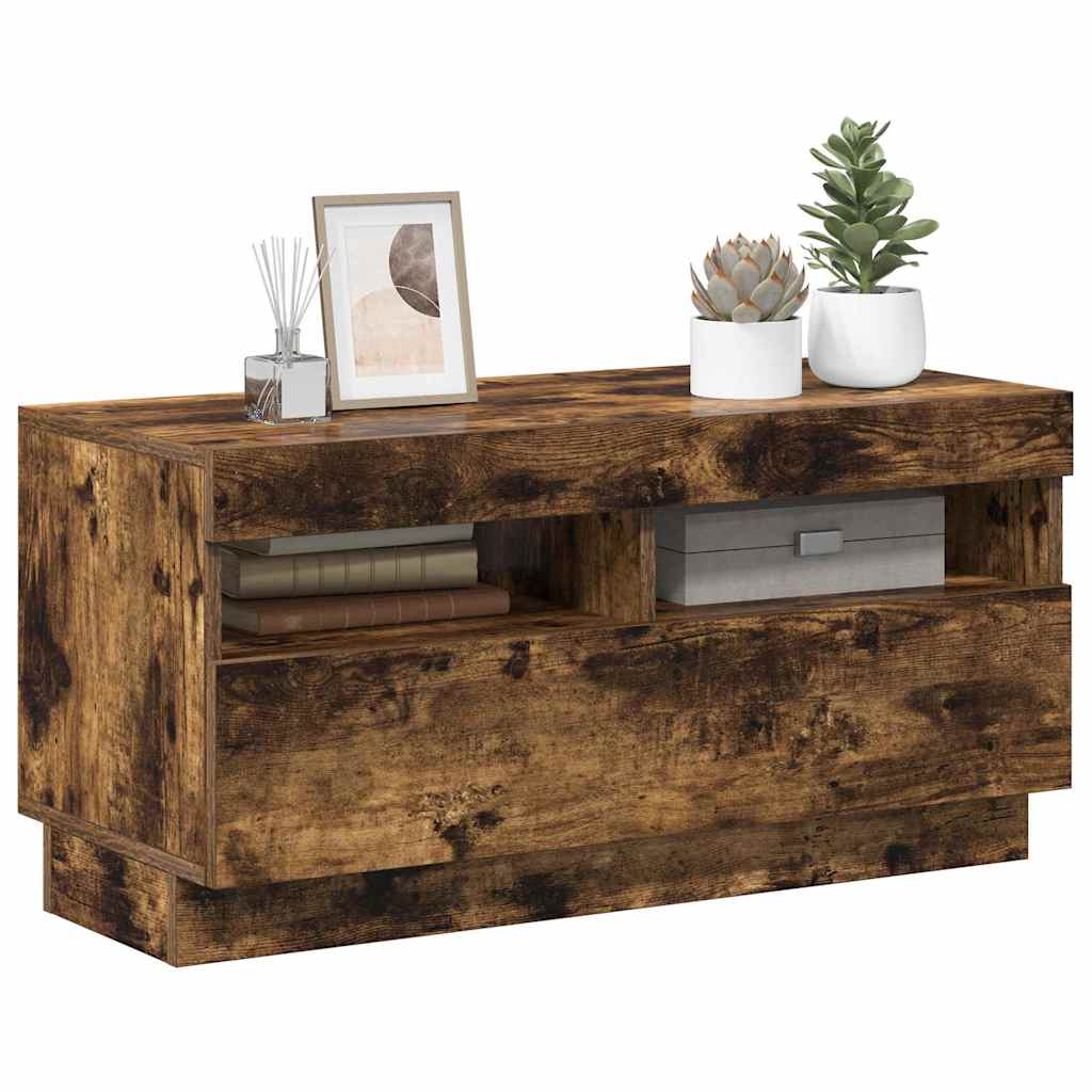 Έπιπλο Τηλεόρασης με LED Καπνιστή Δρυς 80 x 35 x 40 εκ. 4