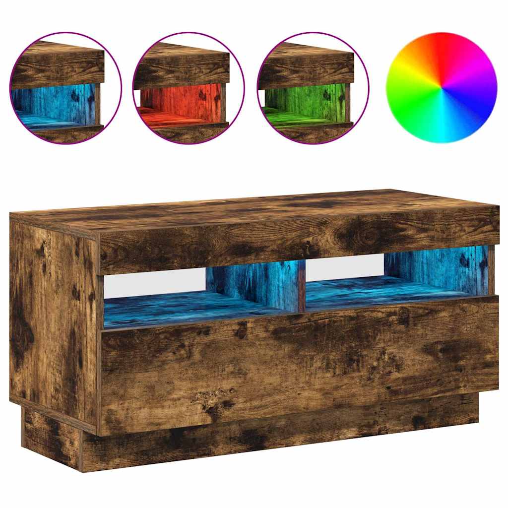 Έπιπλο Τηλεόρασης με LED Καπνιστή Δρυς 80 x 35 x 40 εκ. 5