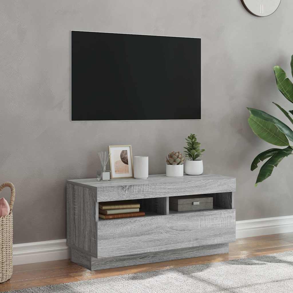 Έπιπλο Τηλεόρασης με LED Γκρι Sonoma 80x35x40 εκ. 1