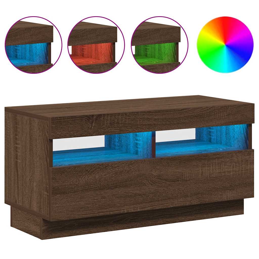 Έπιπλο Τηλεόρασης με LED Καφέ Δρυς 80x35x40 εκ. 5