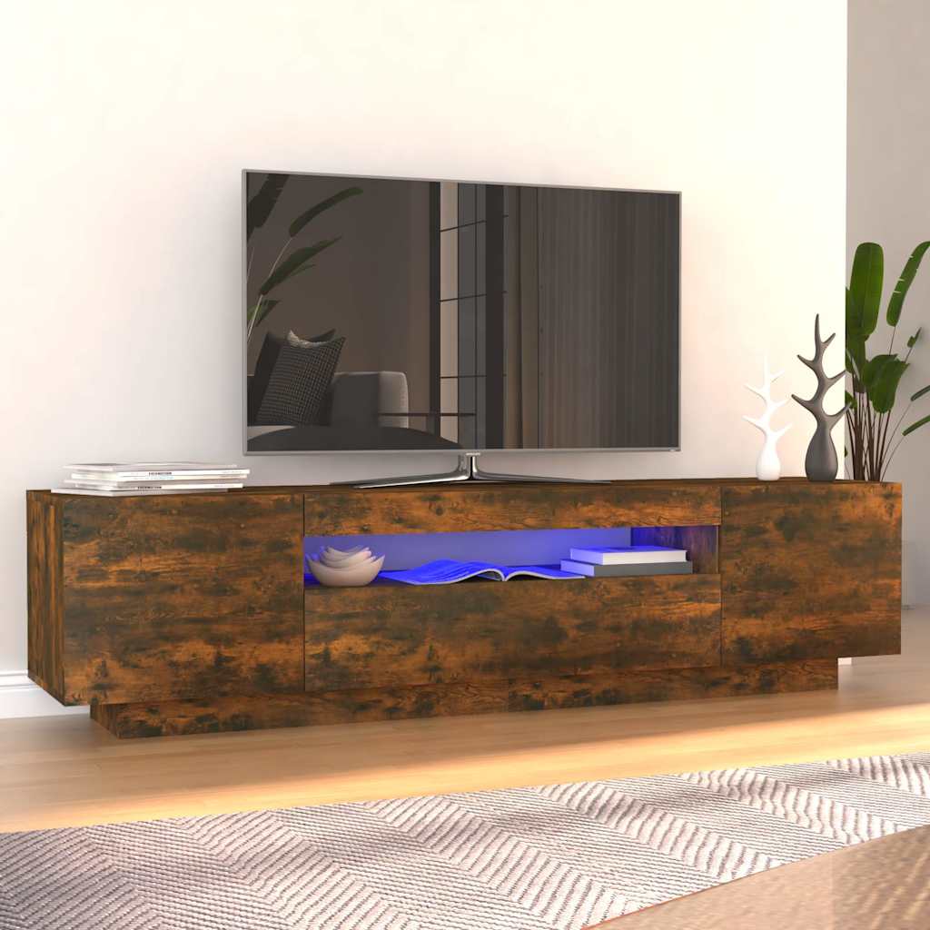 Έπιπλο Τηλεόρασης με LED Καπνιστή Δρυς 160x35x40 εκ. 1