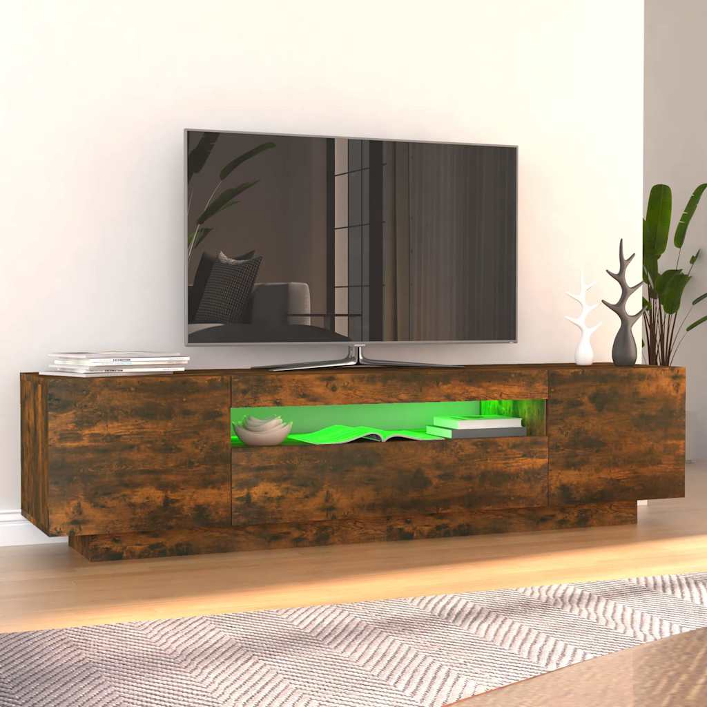 Έπιπλο Τηλεόρασης με LED Καπνιστή Δρυς 160x35x40 εκ. 3