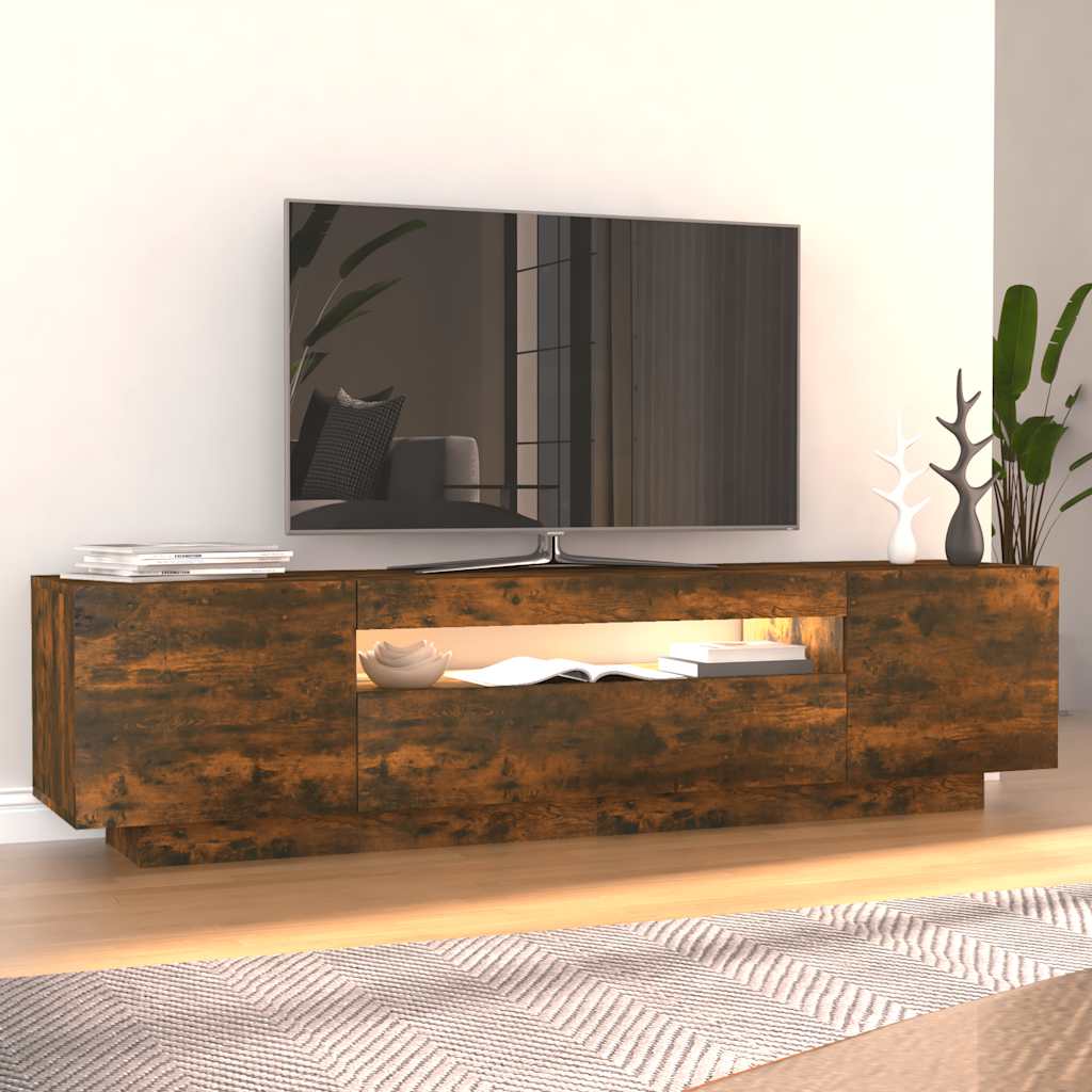 Έπιπλο Τηλεόρασης με LED Καπνιστή Δρυς 160x35x40 εκ. 5