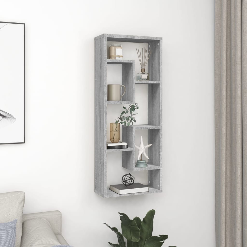 Ραφιέρα Τοίχου Γκρι Sonoma 36x16x90εκ. Επεξεργασμένο Ξύλο 1