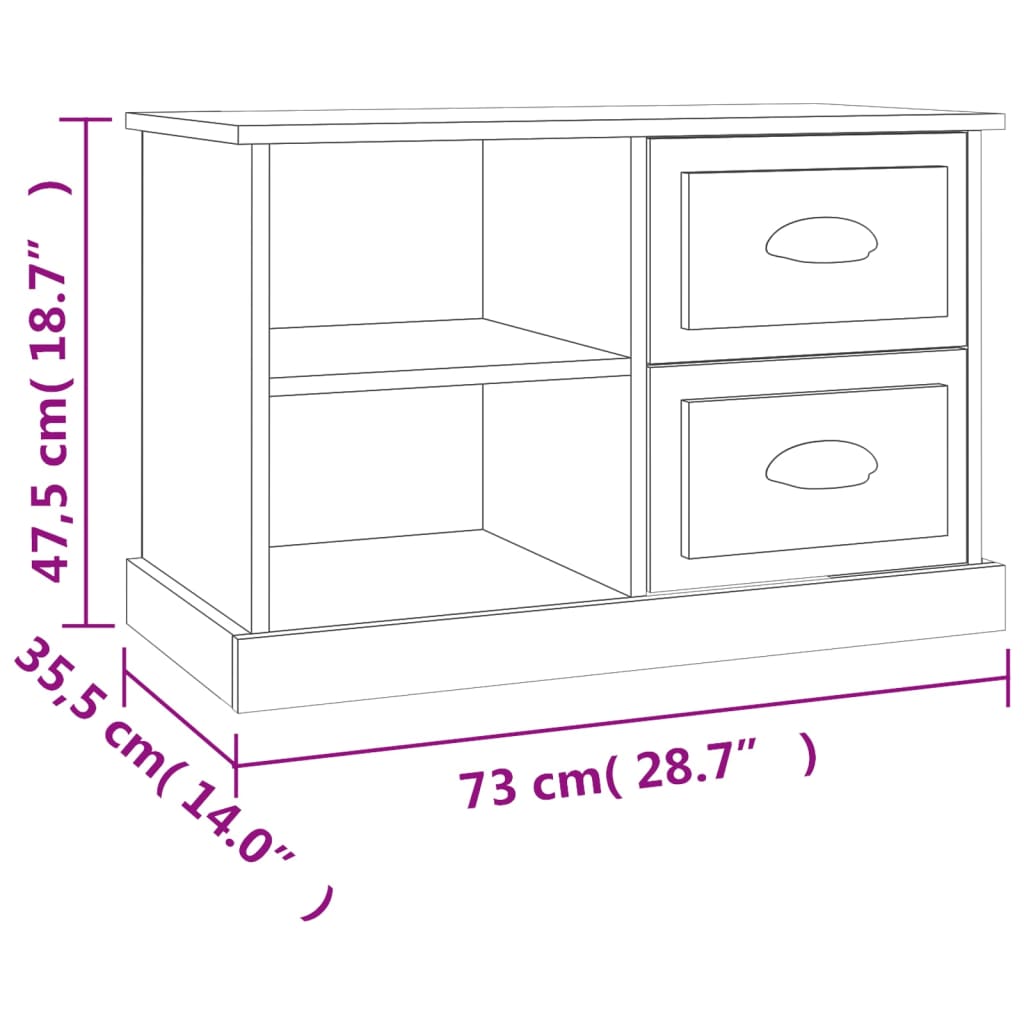 Έπιπλο Τηλεόρασης Καπνιστή Δρυς 73x35,5x47,5 εκ. Επεξ. Ξύλο 11