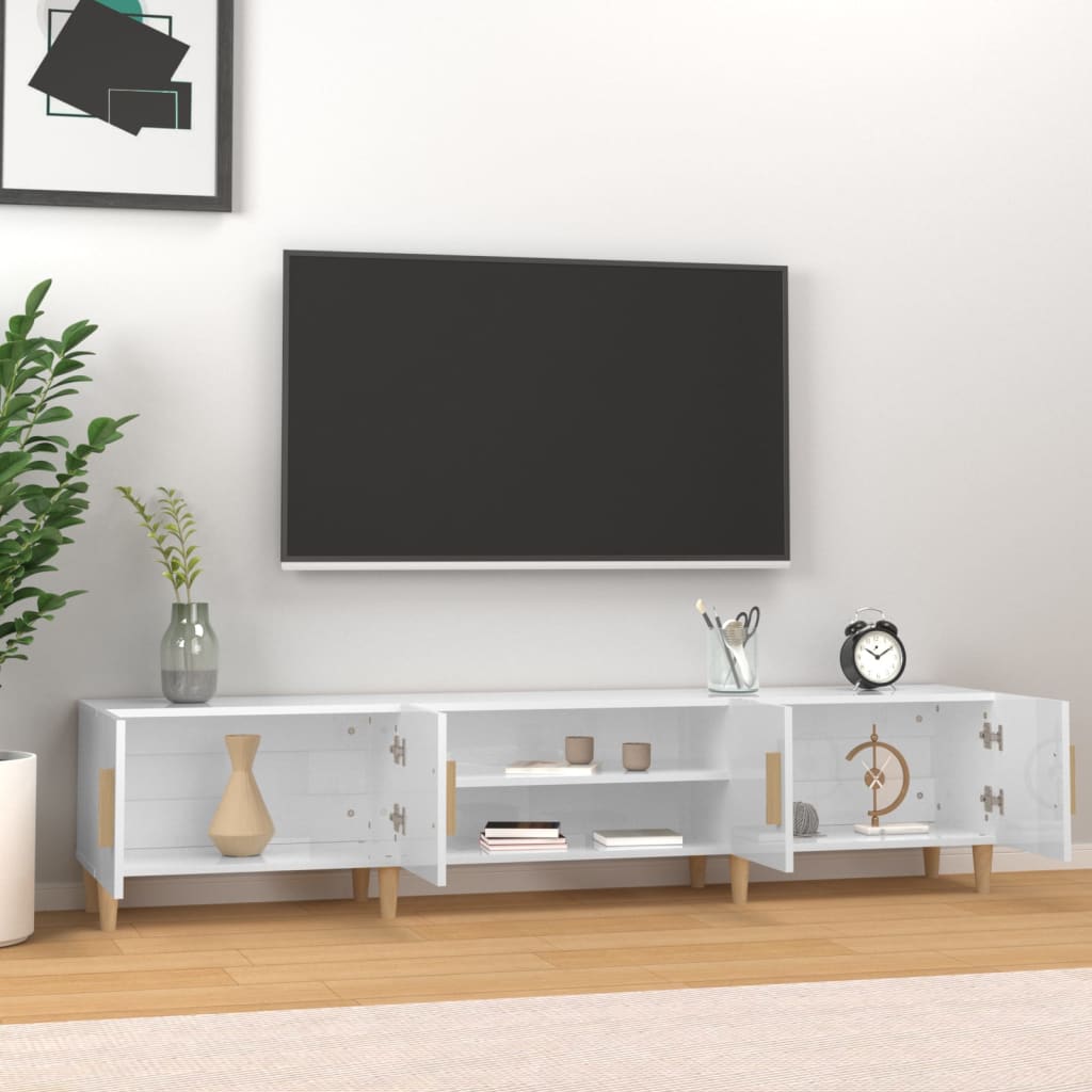 Έπιπλο Τηλεόρασης Γυαλ. Λευκό 180x31,5x40 εκ Επεξεργασμένο Ξύλο 3