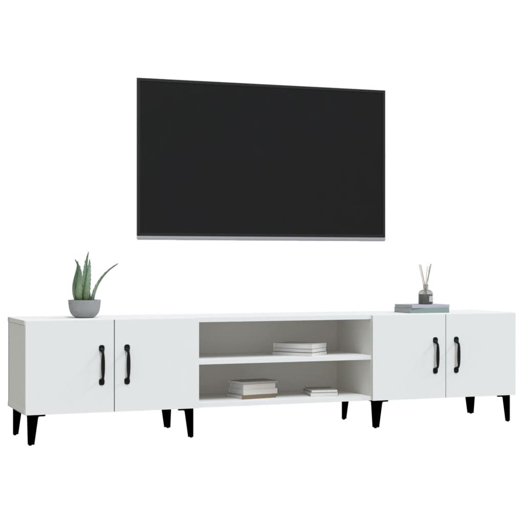 Έπιπλο Τηλεόρασης Λευκό 180 x 31,5 x 40 εκ. Επεξεργασμένο Ξύλο 4