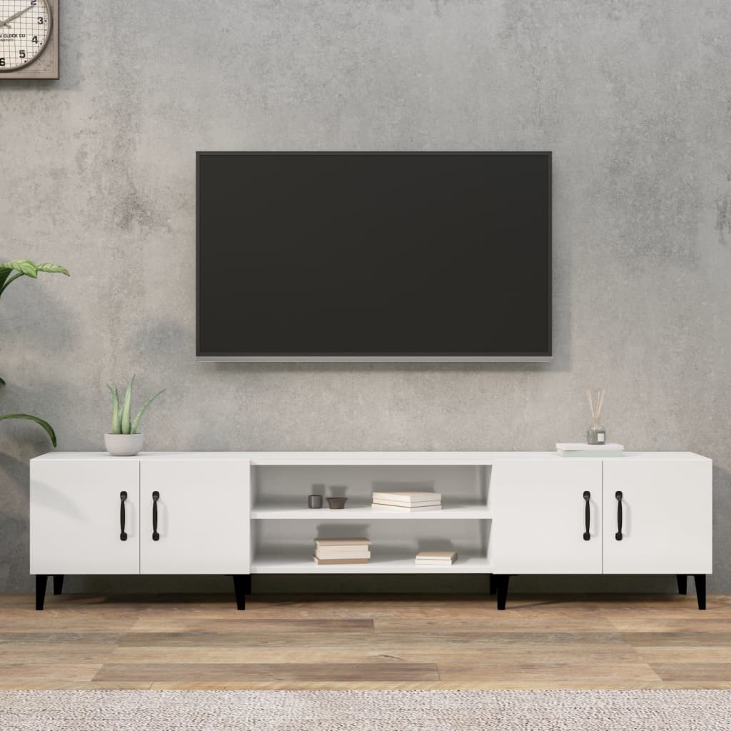Έπιπλο Τηλεόρασης Γυαλ. Λευκό 180x31,5x40 εκ Επεξεργασμένο Ξύλο 1