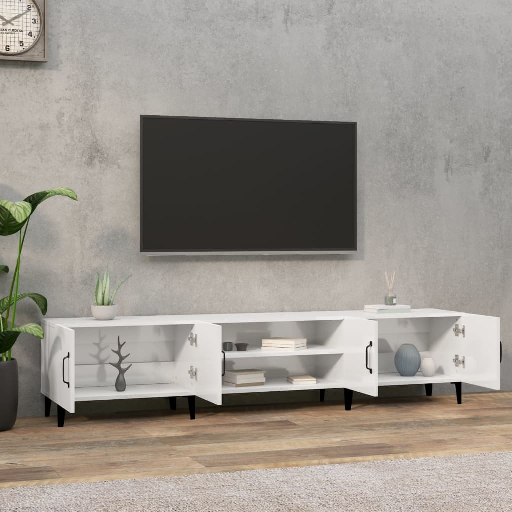 Έπιπλο Τηλεόρασης Γυαλ. Λευκό 180x31,5x40 εκ Επεξεργασμένο Ξύλο 3