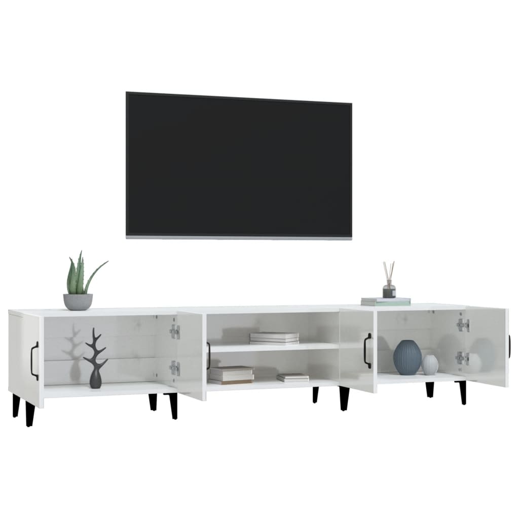 Έπιπλο Τηλεόρασης Γυαλ. Λευκό 180x31,5x40 εκ Επεξεργασμένο Ξύλο 5