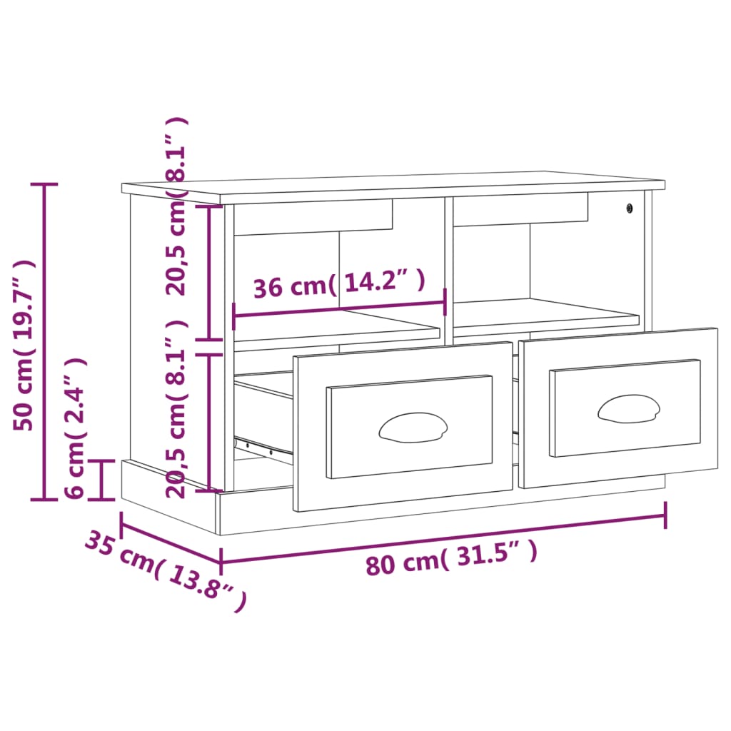 Έπιπλο Τηλεόρασης Γκρι Σκυρ. 80x35x50 εκ. Επεξ. Ξύλο 9