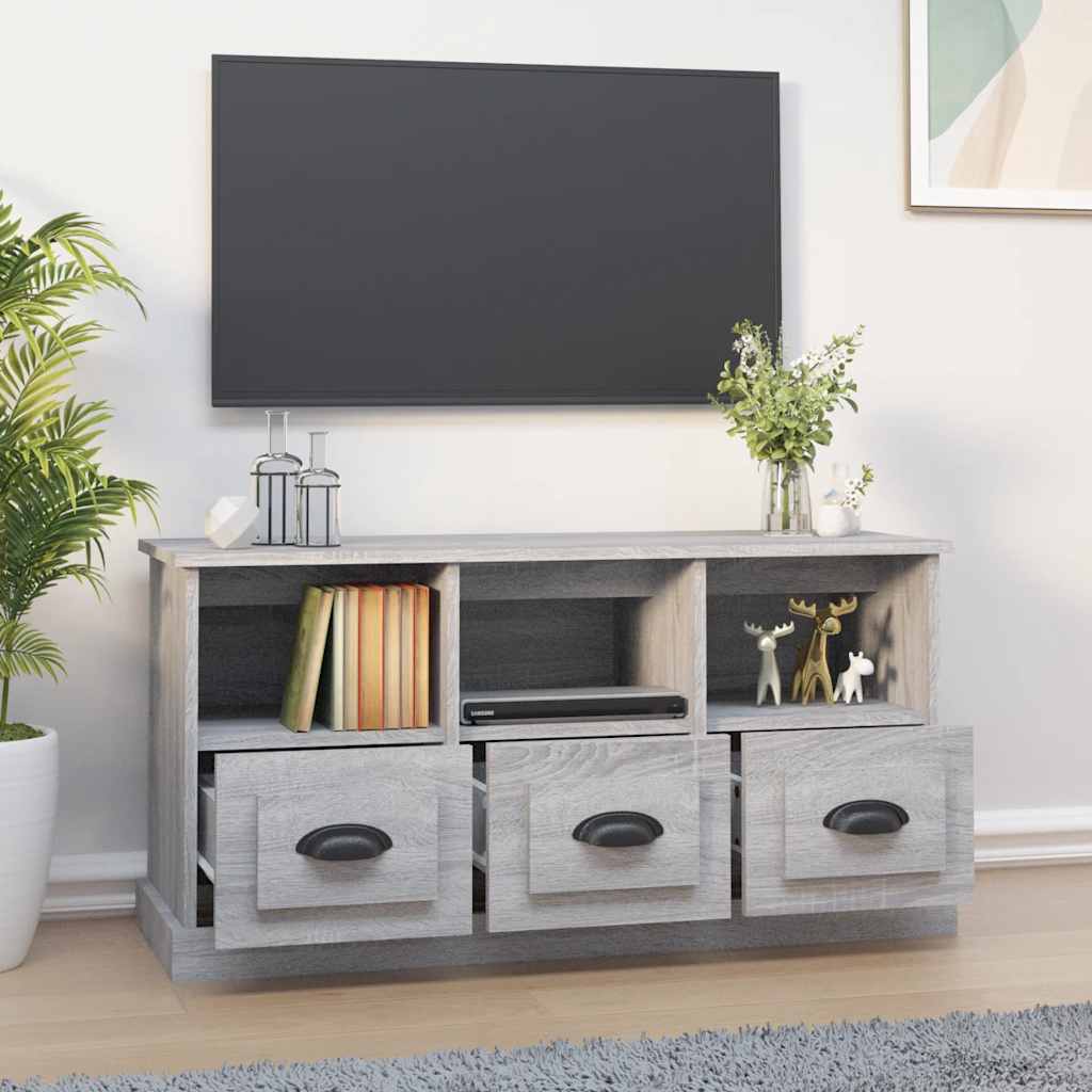 Έπιπλο Τηλεόρασης Γκρι Sonoma 100x35x50 εκ. Επεξεργασμένο Ξύλο 3