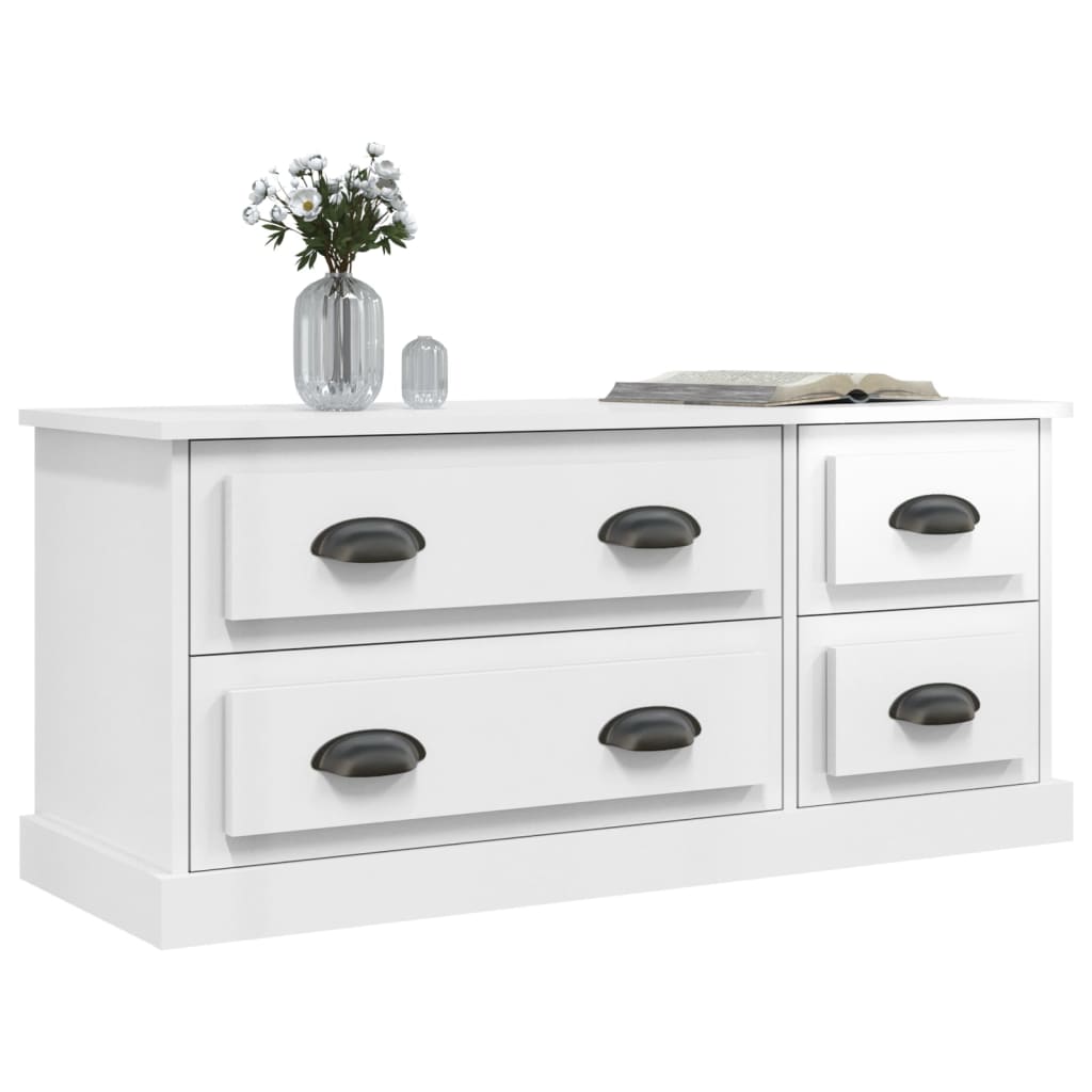 Έπιπλο Τηλεόρασης Γυαλ. Λευκό 100x35,5x45εκ. Επεξεργασμένο Ξύλο 4