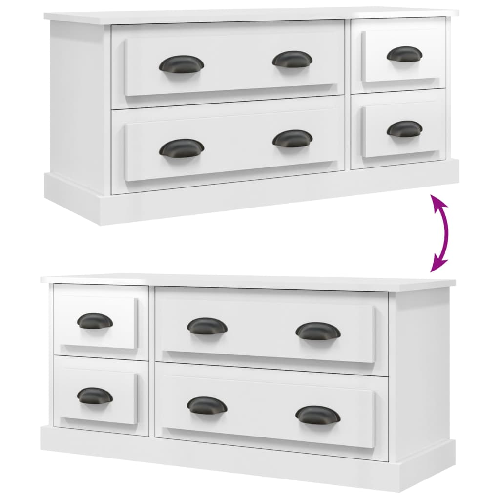 Έπιπλο Τηλεόρασης Γυαλ. Λευκό 100x35,5x45εκ. Επεξεργασμένο Ξύλο 8