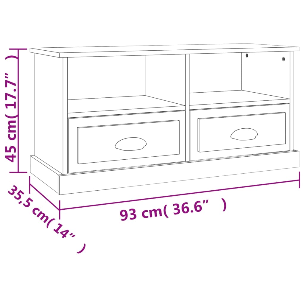 Έπιπλο Τηλεόρασης Γκρι Sonoma93x35,5x45 εκ. από Επεξεργ. Ξύλο 10