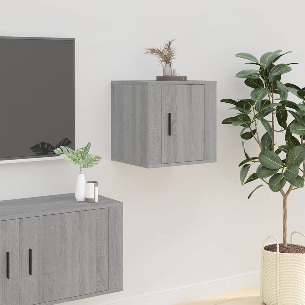 Έπιπλα Τηλεόρασης Επιτοίχια 2 τεμ. Γκρι Sonoma 40x34,5x40 εκ. 4