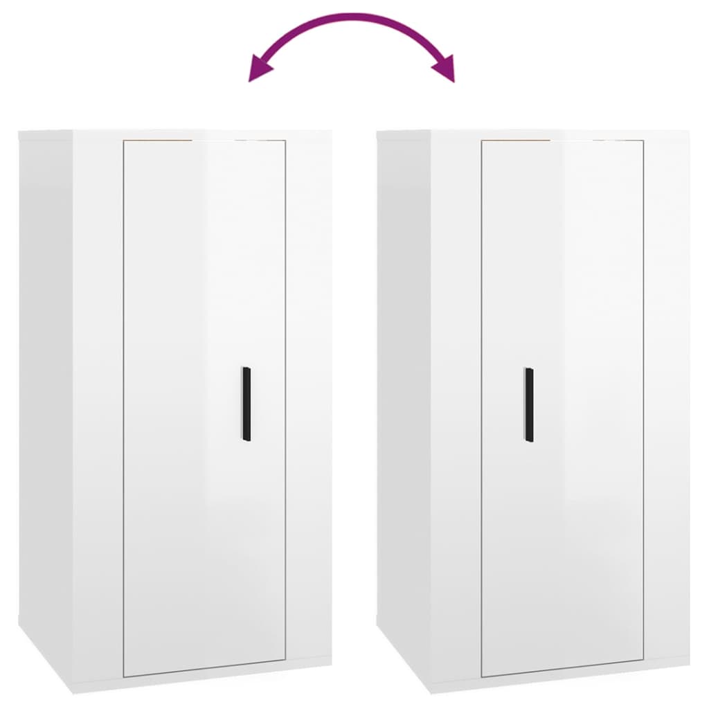 Έπιπλο Τηλεόρασης Επιτοίχιο Γυαλιστερό Λευκό 40x34,5x80 εκ. 8