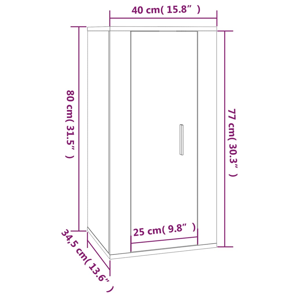 Έπιπλα Τηλεόρασης Επιτοίχια Sonoma Δρυς 40x34,5x80 εκ 11