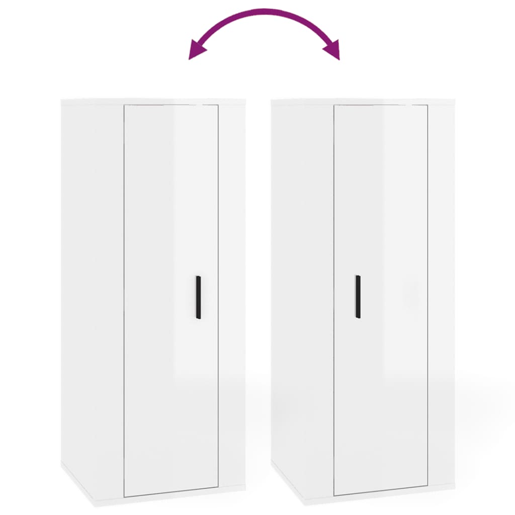 Έπιπλο Τηλεόρασης Επιτοίχιο Γυαλιστερό Λευκό 40x34,5x100 εκ. 8