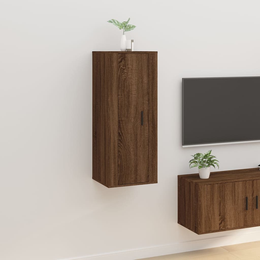 Έπιπλο Τηλεόρασης Επιτοίχιο Καφέ Δρυς 40x34,5x100 εκ. 1