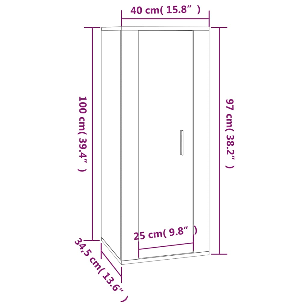 Έπιπλο Τηλεόρασης Επιτοίχιο Καφέ Δρυς 40x34,5x100 εκ. 11